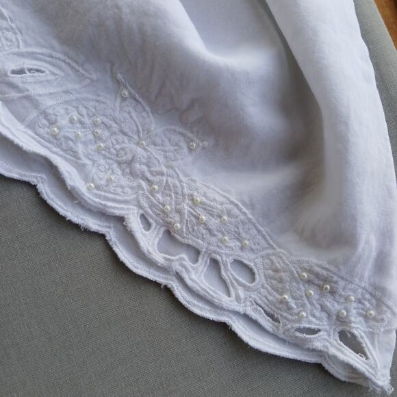 Marcia & Me white lacy camisole blouse XL tank top beaded embroidered cutout - Picture 8 of 13